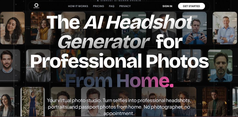 Screenshot of MyPhotoAI Landing Hero Section