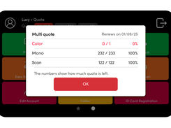 Quotas can be pre-defined individually per user or department.