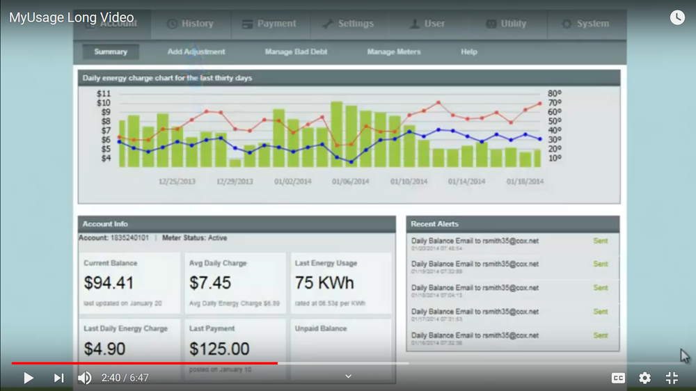 MyUsage Customer Portal Screenshot 1