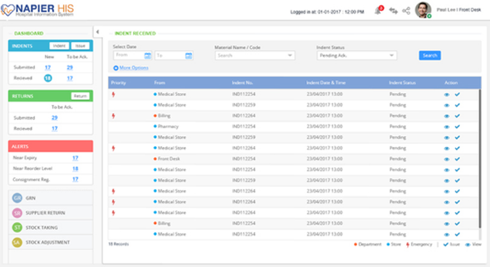 Napier Hospital Information System Screenshot 1