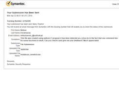Symantec setup.exe send
