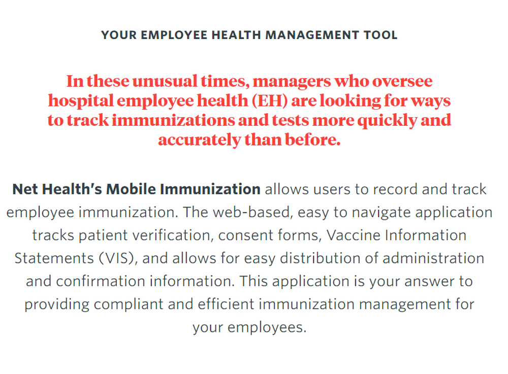 Net Health Mobile Immunization Tracking Screenshot 1