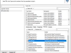 Select the imported .Net Types from the Assembly file or WSDL