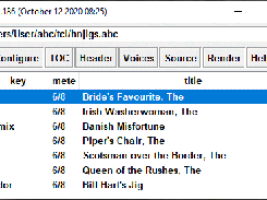 Table of contents of opened abc file