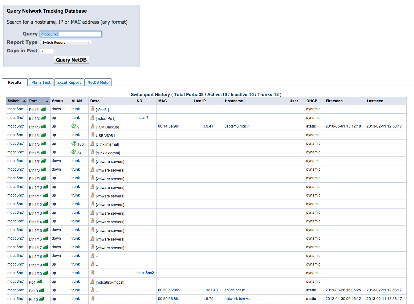 network tracking database download
