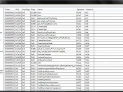 Screenshot showing one of tables