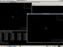 Two copies of SpaceWarClient connected to the same server.