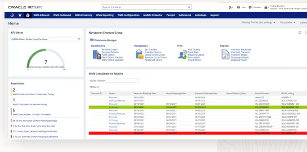 NetSuite Container Tracking Screenshot 1