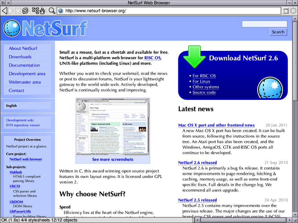 NetSurf Screenshot 1