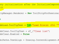 1) Code: initialization + UI strings, wrapped in sT_() calls