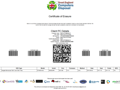 Hard Disk Drive Data Destruction Certificate Generation