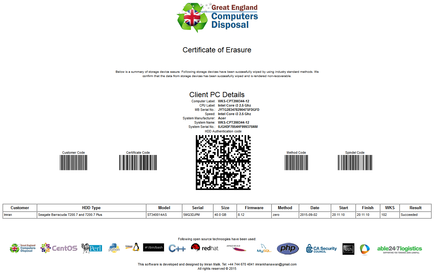 NDW - Network Data Wiping Hard Disks HDD download  SourceForge.net For Hard Drive Destruction Certificate Template