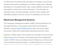 NewCold Automated Cold Storage Screenshot 2