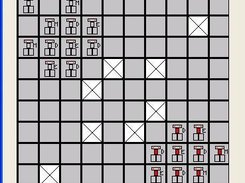 A rough depiction of the game board and piece placement.