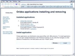 Oridea applications installing and removing page.