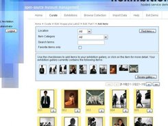 Browsing and adding items to an exhibition gallery