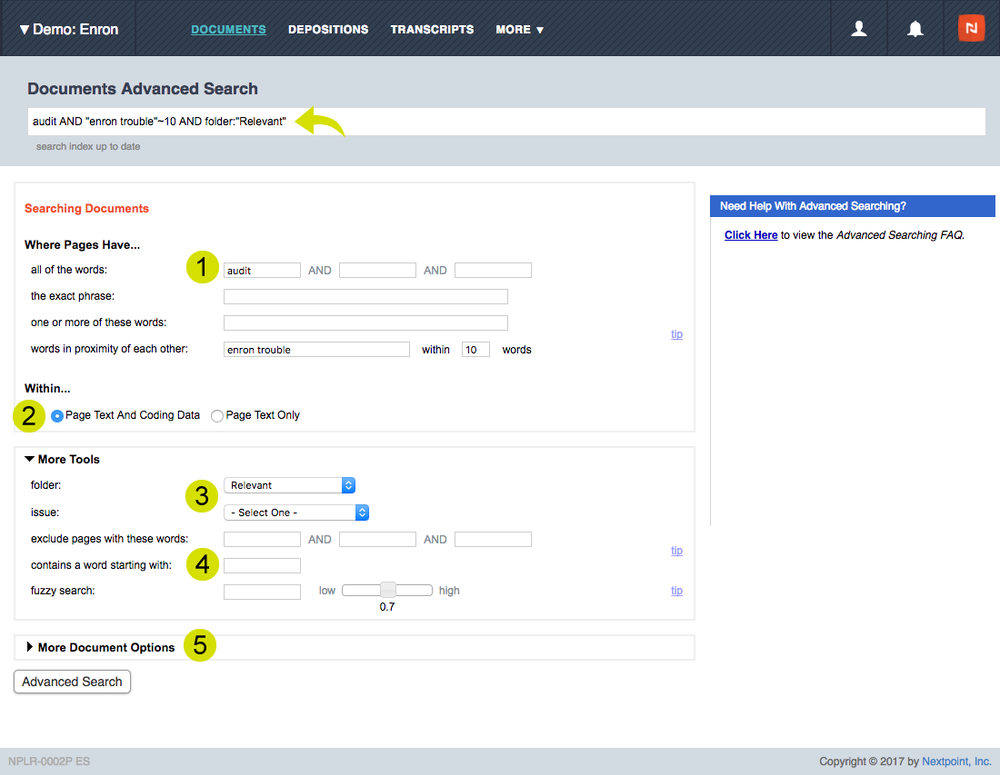 NextPoint Advance Search