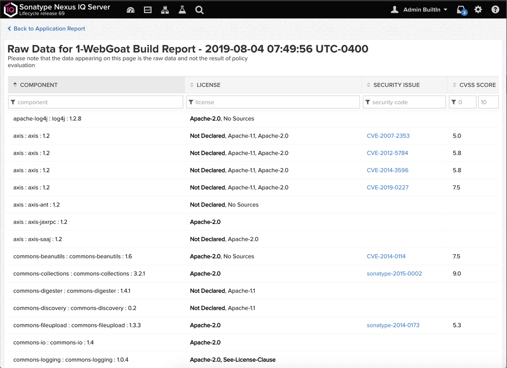 Sonatype Auditor Screenshot 1