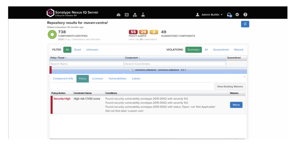 Sonatype Repository Firewall Screenshot 1