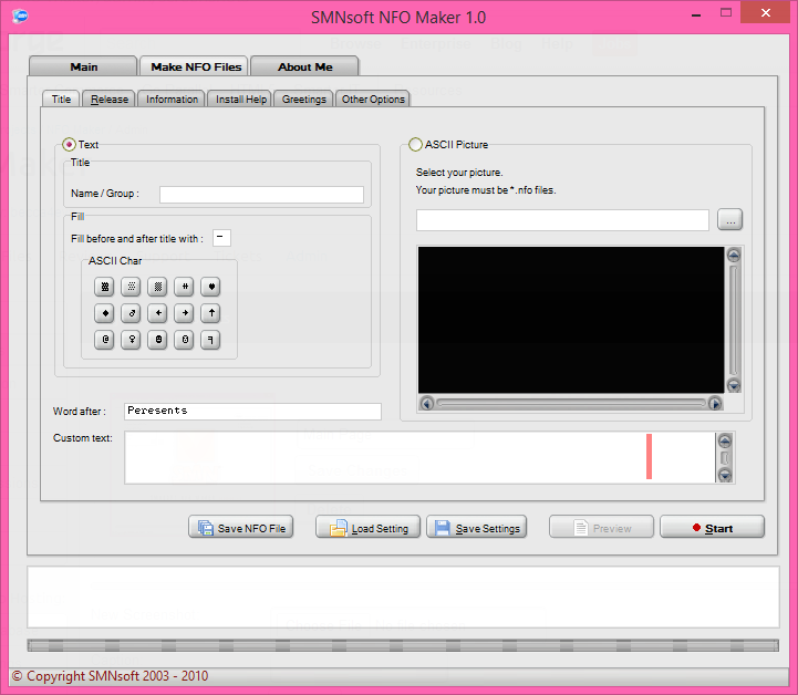 Nfo файл. NFCMAKER. SMNSOFT nfo maker. Tvlist maker v1.0.