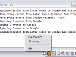 system tray integration and log window