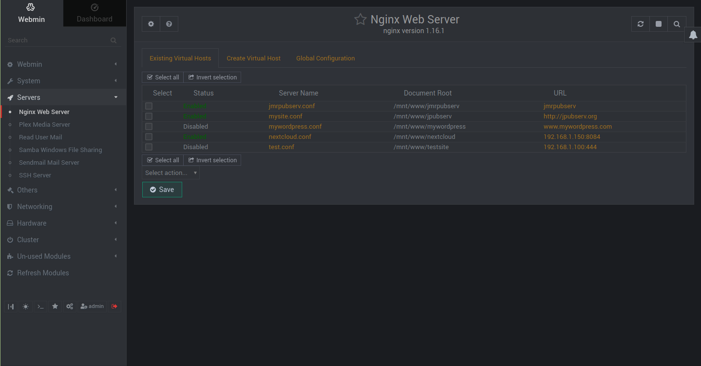 nginx webmin