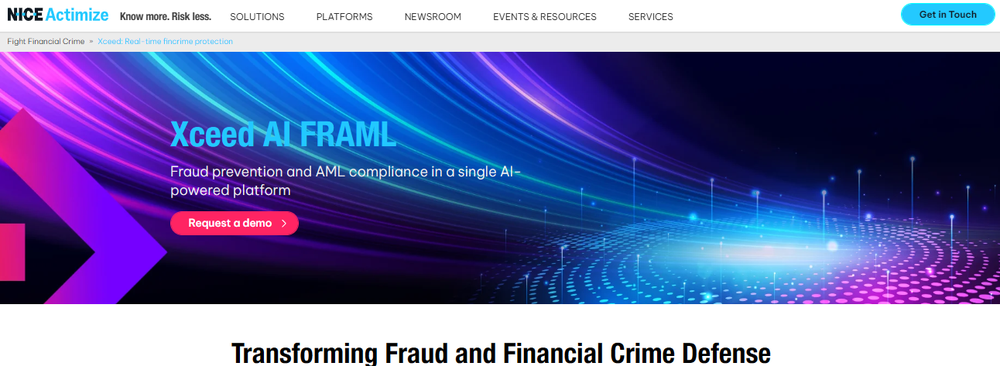 NICE Actimize Xceed AI FRAML Screenshot 1