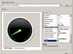 Control designer with Speedometer control showing