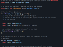 Node.js Telegram Bot API Screenshot 1