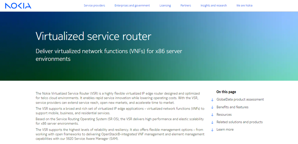 Nokia Virtualized Service Router (VSR) Screenshot 1