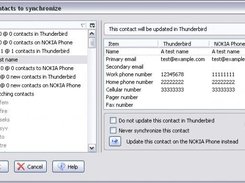 Synchronization page for NokSync