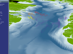 CBOLT tracks for oyster larvae shown in 3-D using GeoFish.