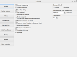 Options window