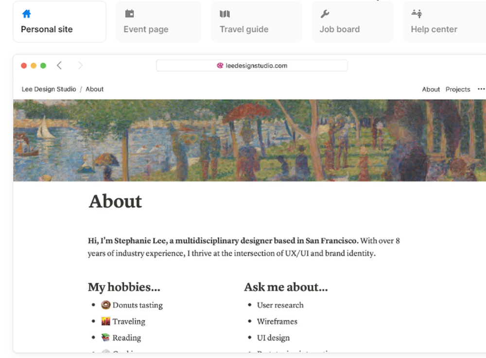 Notion Sites Screenshot 1
