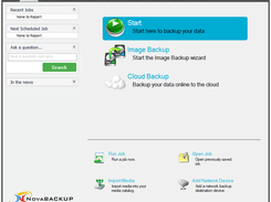 NovaBACKUP PC Home Screen