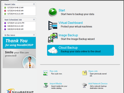 NovaBACKUP Server Agent Home Screen