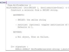 Function arguments and description of a rdkit function