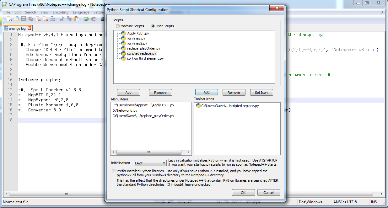 notepad python script console