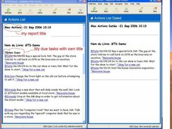 Sample Actions List and Dated Actions List report side to si