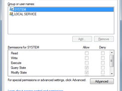 Object properties Security tab
