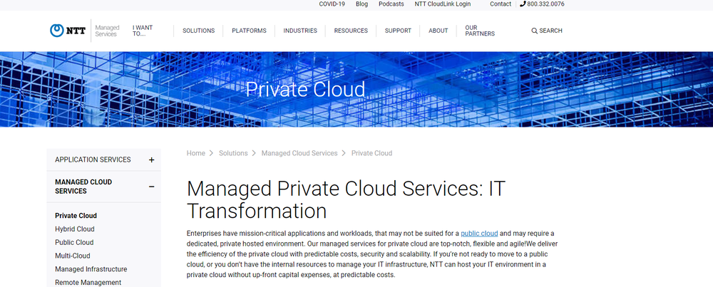 NTT Private Cloud Screenshot 1