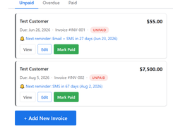 Unpaid Invoices Page