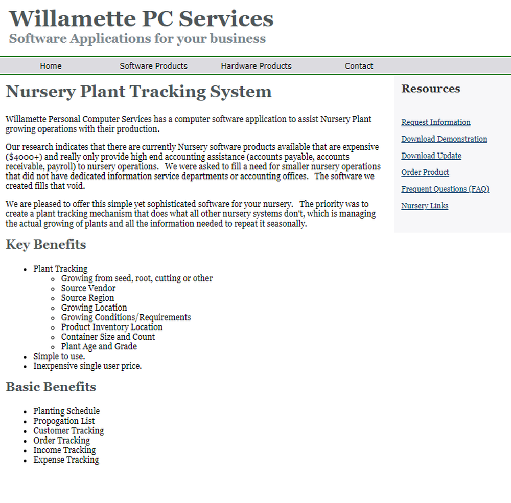 Nursery Plant Tracking System Screenshot 1