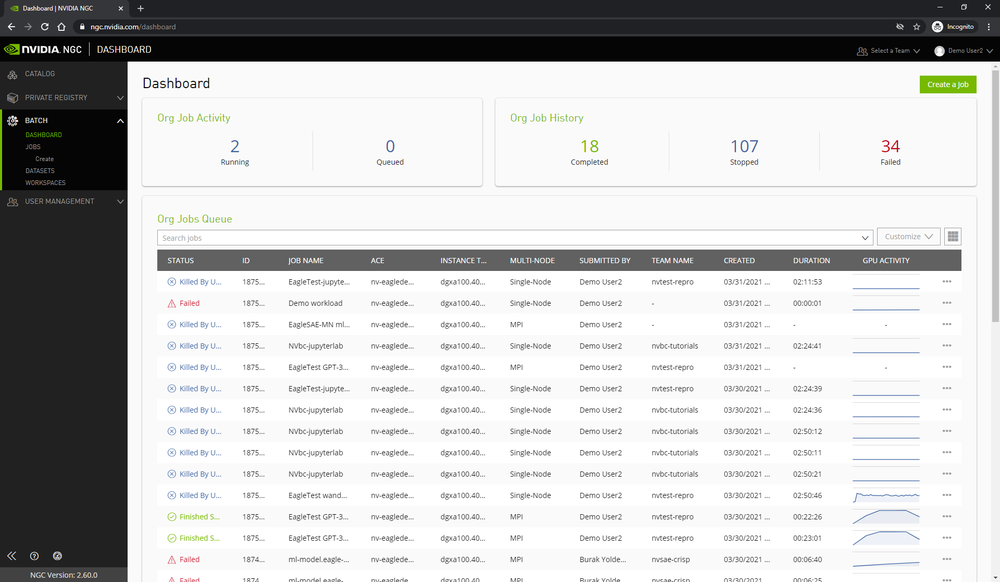 NVIDIA Base Command Screenshot 1