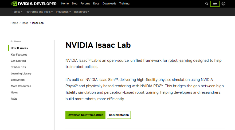 NVIDIA Isaac Lab Screenshot 1