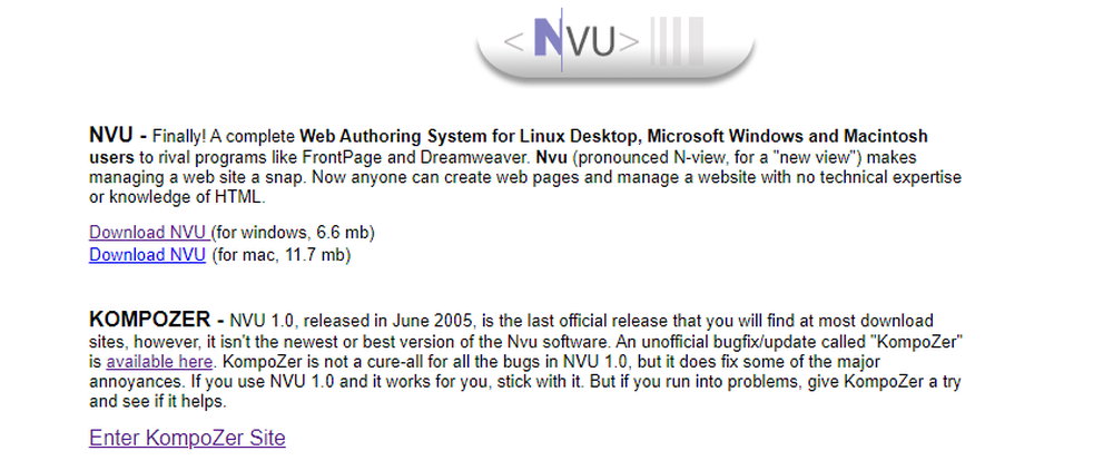 NVU Screenshot 1