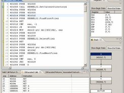 Register and stack values shown for instruction 8.