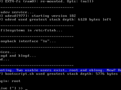 Oblong Linux Proto 3 (Tribbles) after bootup and login as root