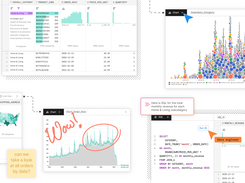 Observable Canvases offers a unique approach to exploratory data analysis, enabling users to analyze business data from multiple angles simultaneously through visual branching. Filter, join, and refine your exploration instantly for effortless discovery. Use comments, illustrations, and annotations to share insights, refine your analysis, and reduce back-and-forths.