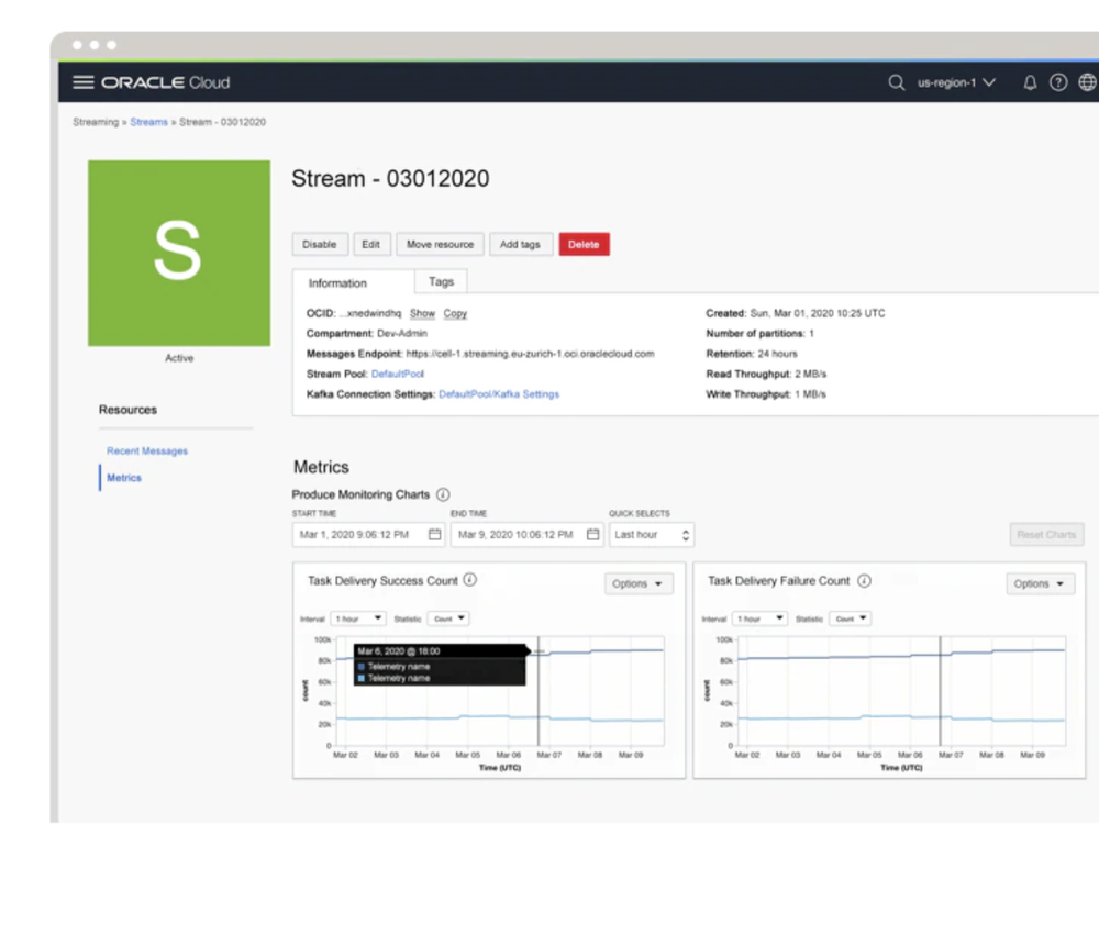 Oracle Cloud Infrastructure Streaming Screenshot 1